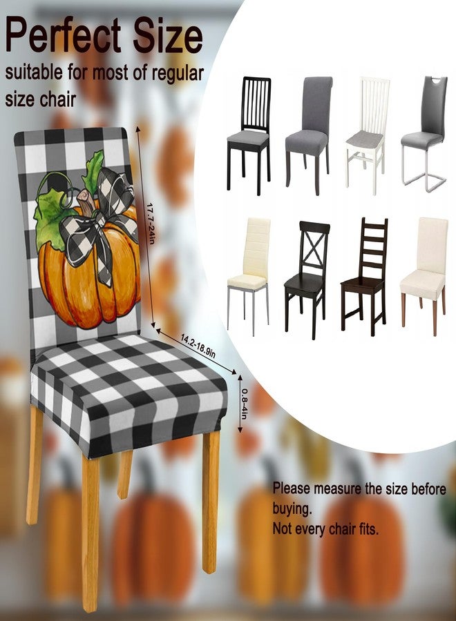 yrhsnclsdg 6 Pcs Fall Chair Covers for Dining Room, Thanksgiving Stretch Removable Dining Chair Cover Set of 6, Autumn Pumpkin Truck Chair Slipcovers Seat Protector for Fall Restaurant Decor - Image 4